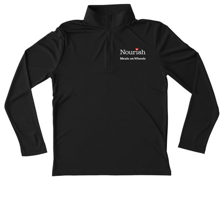 Volunteers are the Heart of Nourish (Dark), a Black Youth Performance Quarter Zip Pullover