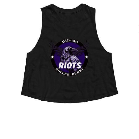 Mid Mo Roller Derby Riots&nbsp;, a Solid Black Blend Women?s Cropped Racerback Tank