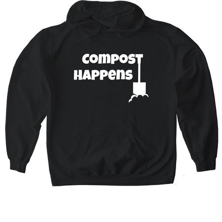 Compost Happens, a Black Gildan Softstyle Pullover Hoodie