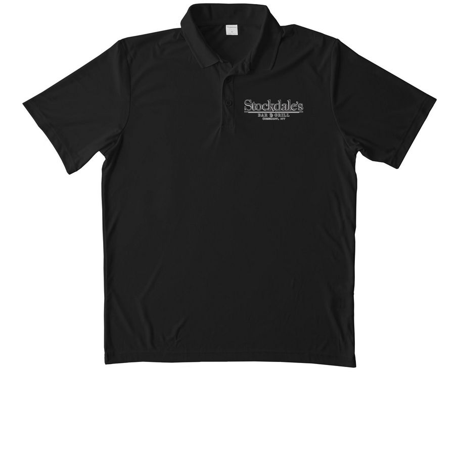 Stockdale?s Bar & Grill Logo, a Black Unisex Performance Polo