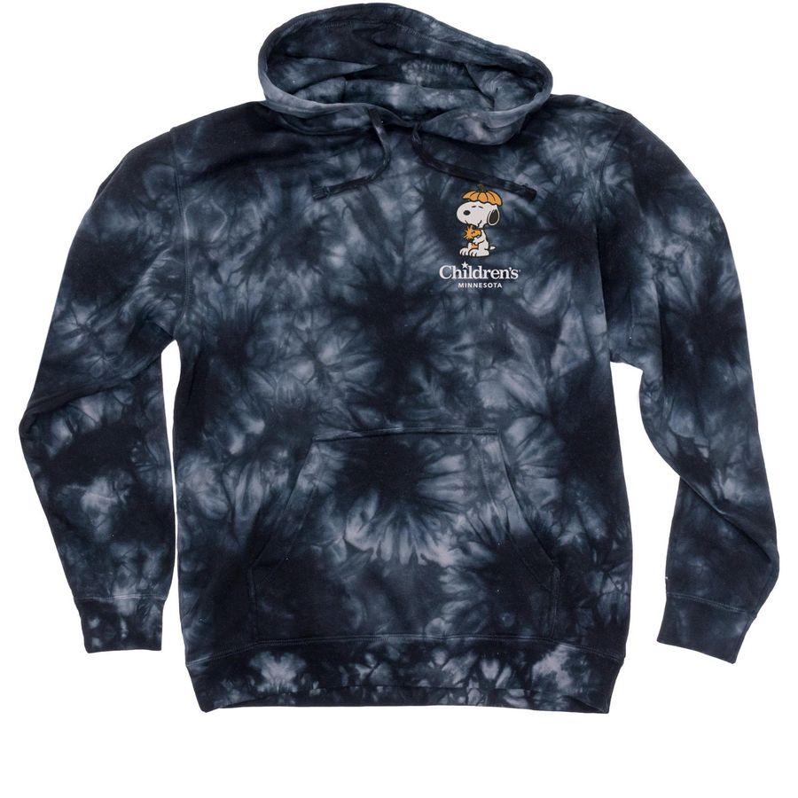 Spooky Snoopy, a Black Tie Dyed Pullover Hoodie