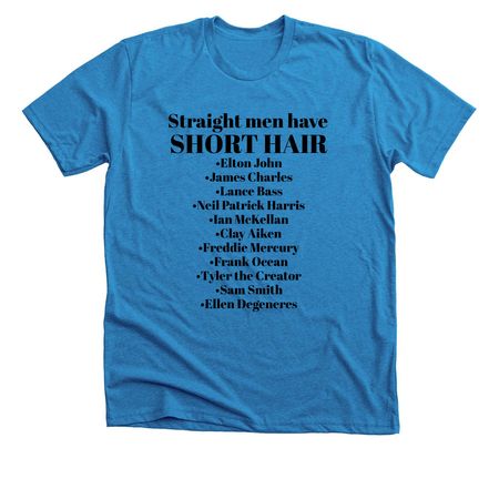 Short Hair, a Neon Blue Premium Unisex Tee