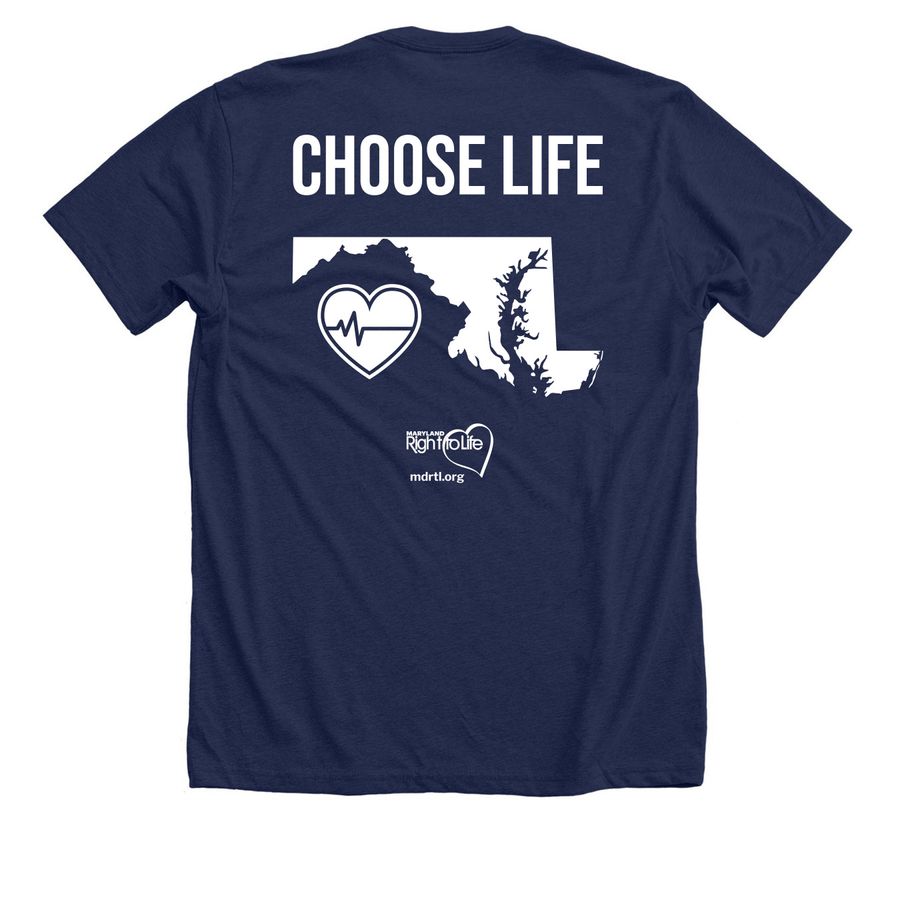 Choose Life - MD Right to Life Logo Merch, a Solid Navy Blend Premium Unisex Tee (back-view)