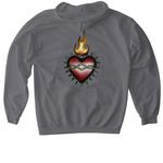 SACRED, a Charcoal Gildan Softstyle Pullover Hoodie (back-view)