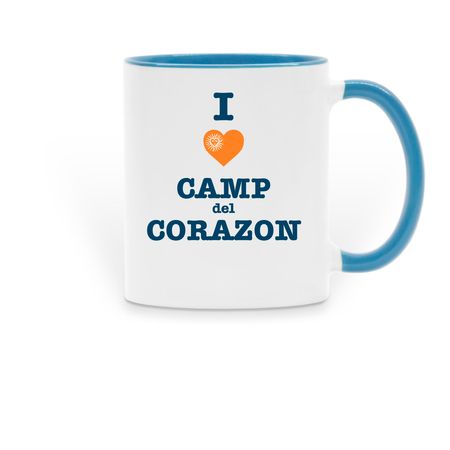 I Love Camp del Corazon Mug, a Light Blue Two-Tone Ceramic Mug