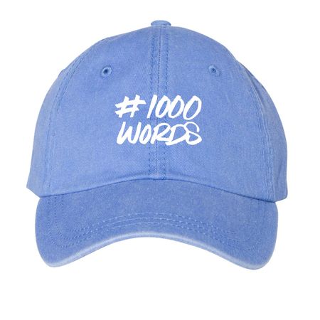 #1000 Words Blue Hat, a Periwinkle Printed Pigment Dye Baseball Cap