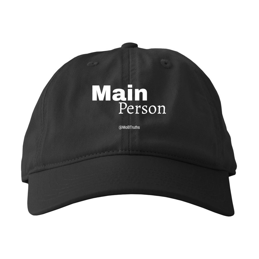 Proudly designated as the Main Person, a Black Printed Eco Baseball Cap