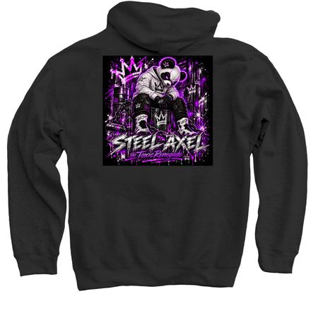 Panda Hoodie, a Black Pullover Hoodie (back-view)