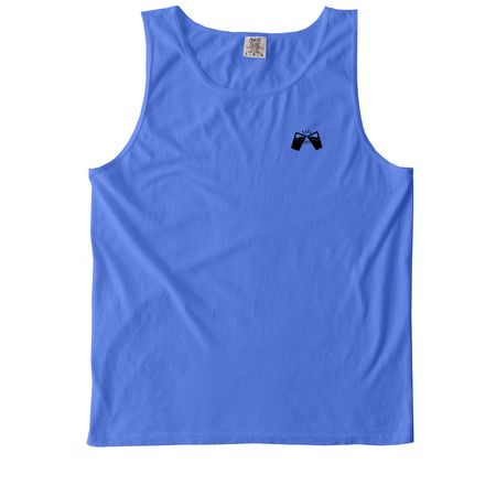 Tipsy, a Flo Blue Comfort Colors Tank Top (back-view)