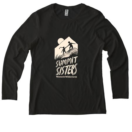 Summit Sisters Long Sleeve - Cream Logo, a Space Black Allmade Eco Triblend Women?s Long Sleeve Tee