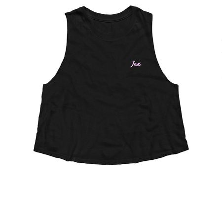 JAZ SWAG, a Solid Black Blend Women?s Cropped Racerback Tank