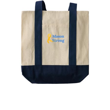 Our Little Hero Totes, a Natural/Navy Two-Tone Grocery Tote Bag
