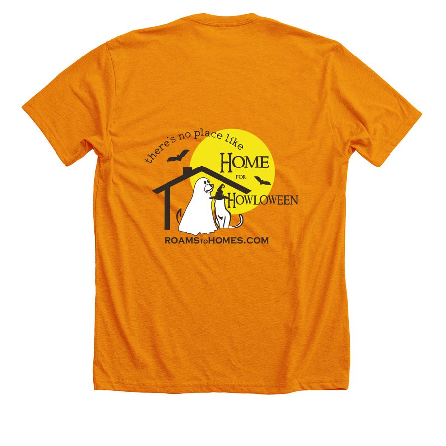 Roams To Homes-Bark Boo and Meow too!, a Heather Orange Premium Unisex Tee (back-view)