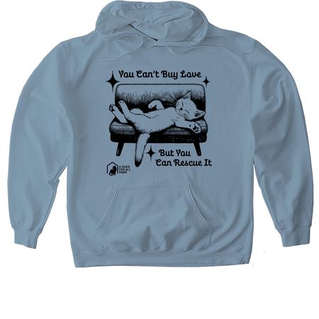 You Can't Buy Love But You Can Rescue It, a Stone Blue Gildan Softstyle Pullover Hoodie