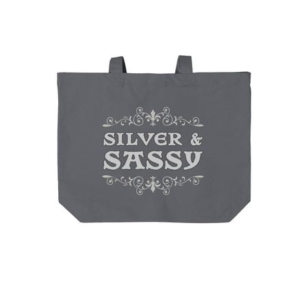 Silver & Sassy Tote Bag, a Storm Grey Cotton Canvas Tote Bag