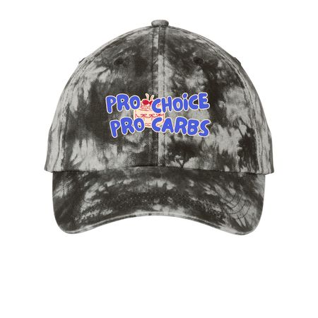 Pro choice & pro carbs, a Black Printed Tie Dye Baseball Hat