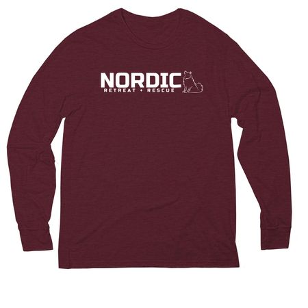NR+R Contrast Logo Collection, a Vino Red Allmade Eco Triblend Long Sleeve Tee