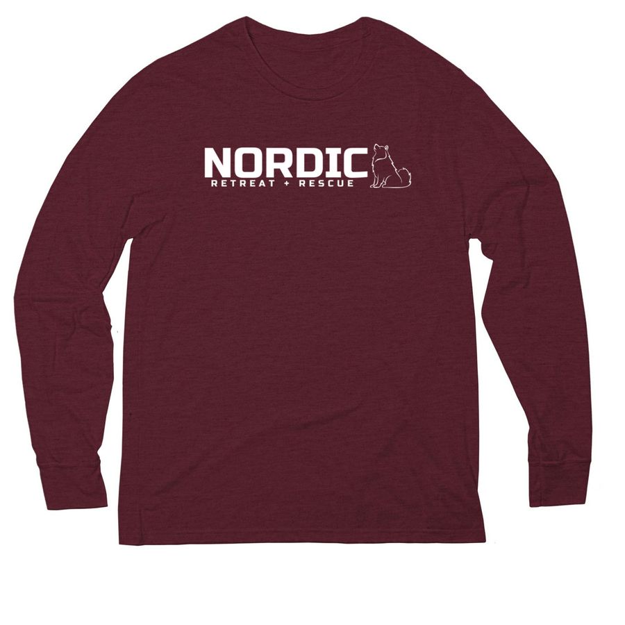 NR+R Contrast Logo Collection, a Vino Red Allmade Eco Triblend Long Sleeve Tee