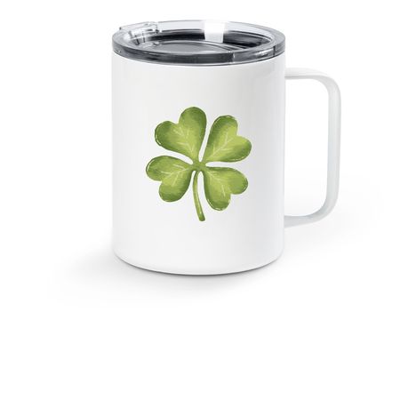 Clover Travel Mug, a White Stainless Steel Travel Mug