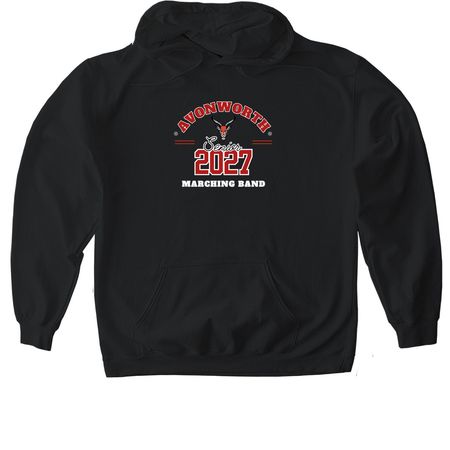Seniors 2027, a Black Gildan Softstyle Pullover Hoodie