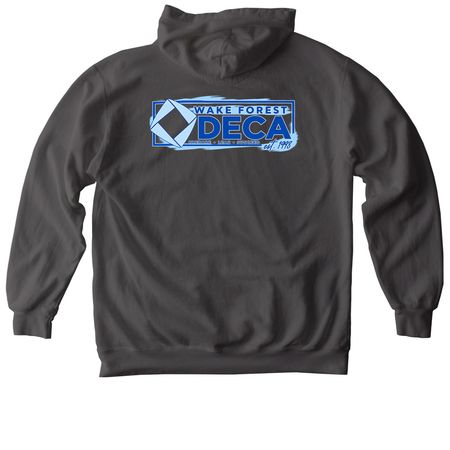 Wake Forest DECA Classic Hoodie, a Pepper Comfort Colors Pullover Hoodie (back-view)
