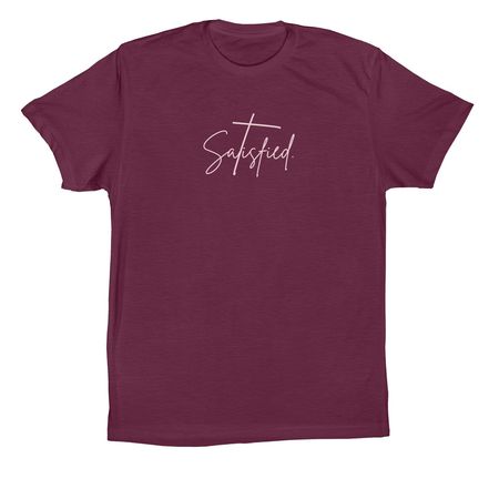Satisfied - Maroon, a Maroon Premium Cotton Tee