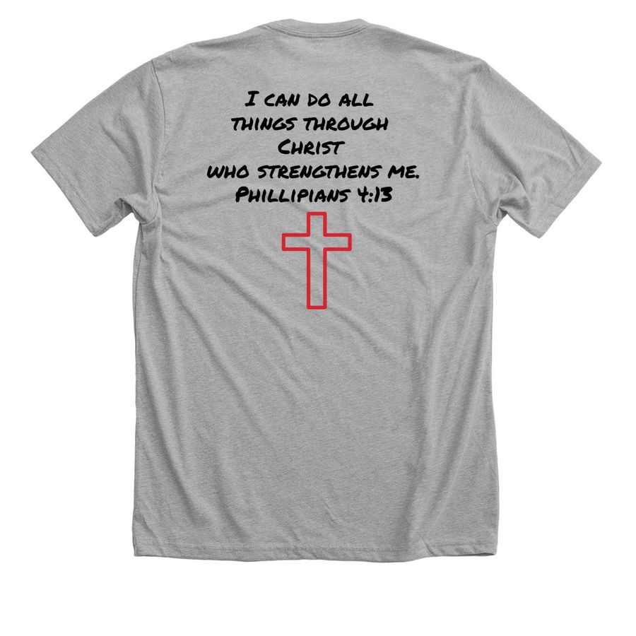 Prayers for Tyler, a Athletic Heather Premium Unisex Tee (back-view)