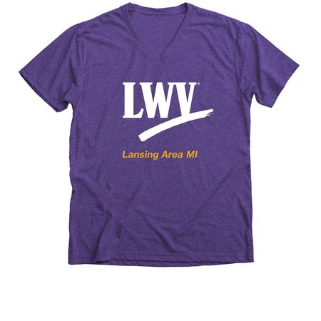 LWVLA - Empowering Voters (ballot box), a Purple Rush Premium V-Neck Tee