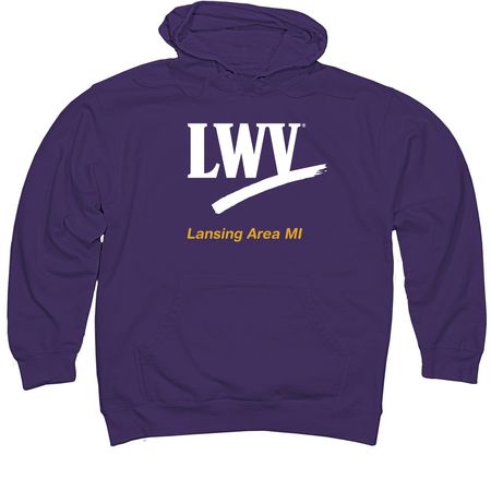 LWVLA - Empowering Voters (ballot box), a Purple Midweight Pullover Hoodie