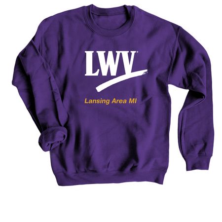 LWVLA - Empowering Voters (ballot box), a Purple Crewneck Sweatshirt