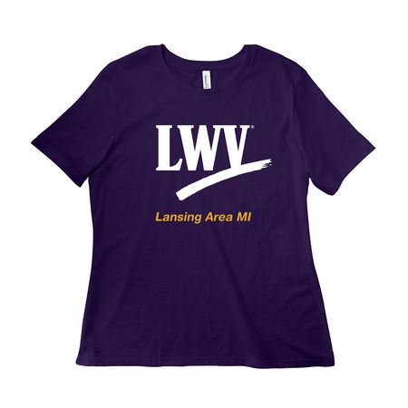 LWVLA - Empowering Voters (ballot box), a Team Purple Women?s Relaxed Cotton Tee