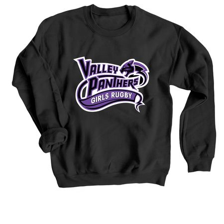 Valley Panthers Girls Rugby, a Black Crewneck Sweatshirt