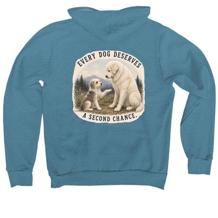 Every Dog Deserves a Second Chance, a Heather Deep Teal Premium Pullover Hoodie