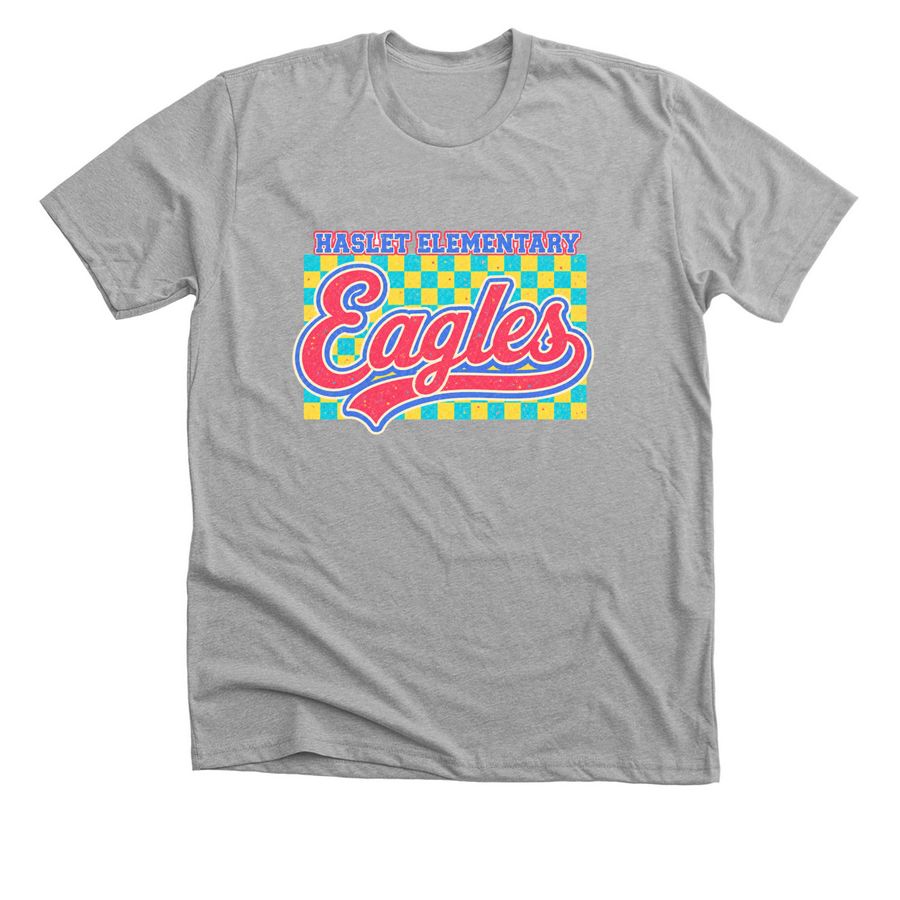 Haslet Colorful Checkers, a Athletic Heather Premium Unisex Tee
