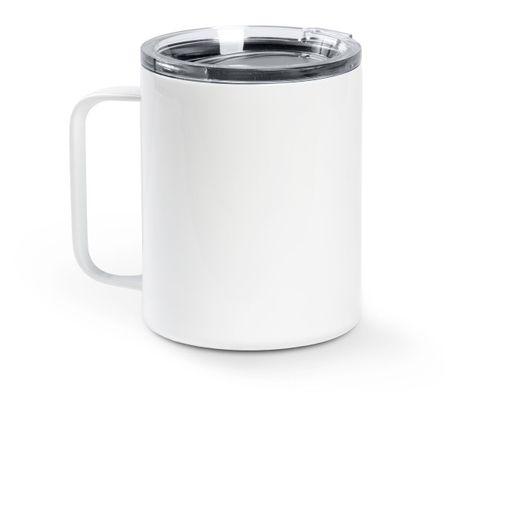 Governerd Narwhal, Aqua Logo White Stainless Steel Travel Mug