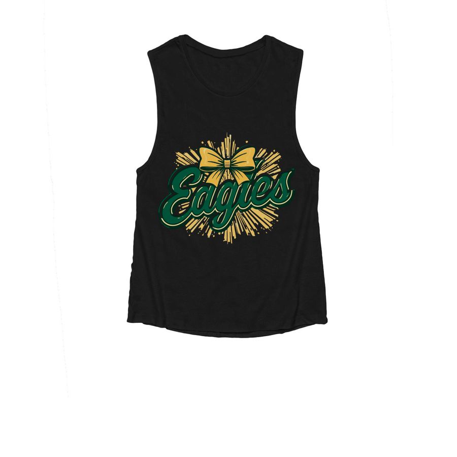 Eagles Splash with Bow, a Black Women's Muscle Tank