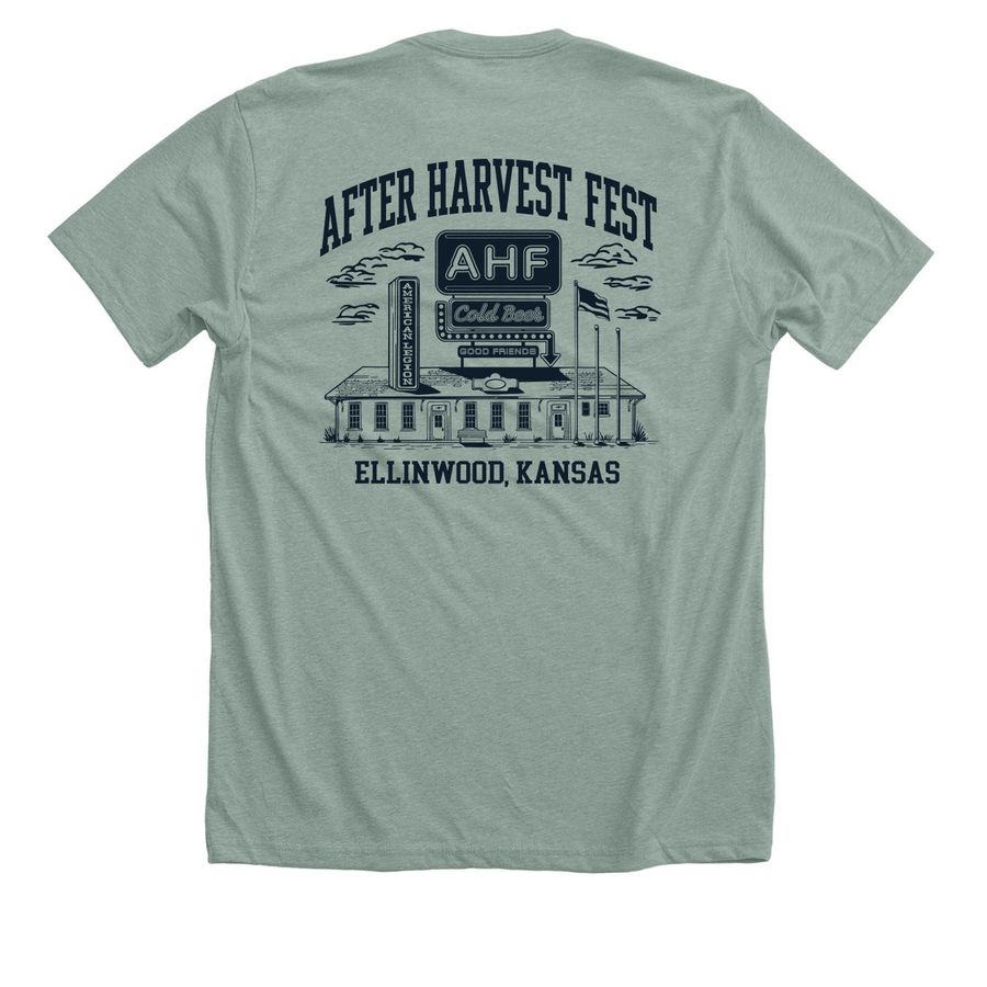 AHF Social Club Front & Back Tee&nbsp;, a Heather Sage Premium Unisex Tee (back-view)