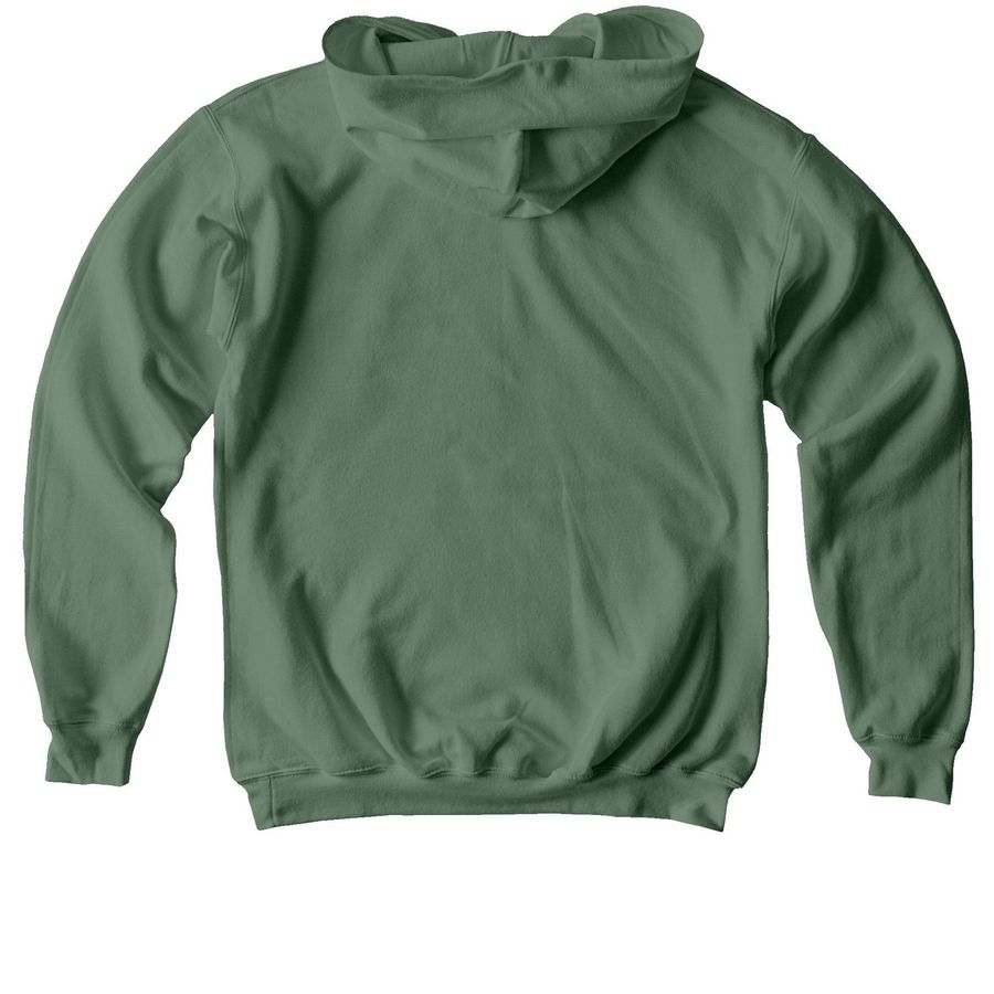 The Feathered Brush Tees and Hoodies, a Military Green Softstyle Youth Pullover Hoodie (back-view)