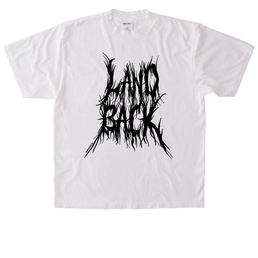 + LAND BACK - BLACK +, a White Heavyweight Garment Dye Tee