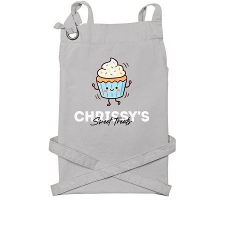 Chrissy's Sweet Treats Official Apron, a Silver Cotton Canvas Pocket Apron