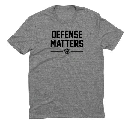 DEFENSE MATTERS, a Aluminum Grey Allmade Eco Triblend Unisex Tee