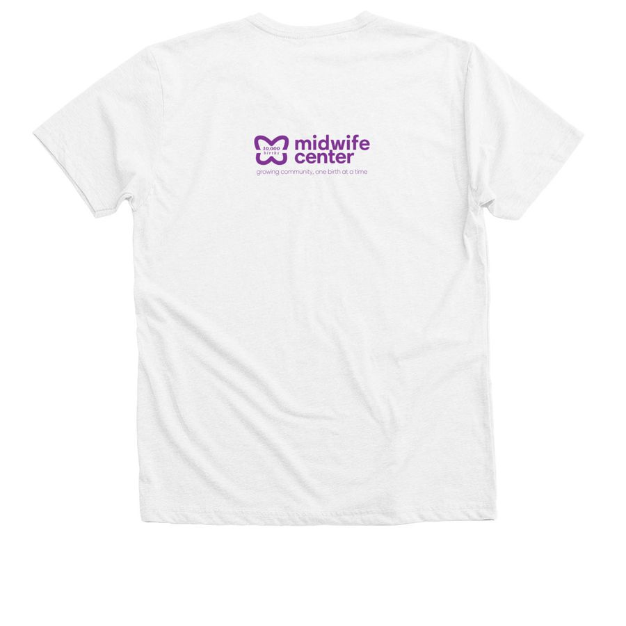 1 of 10,000 births (Repeating), a Solid White Blend Premium V-Neck Tee (back-view)