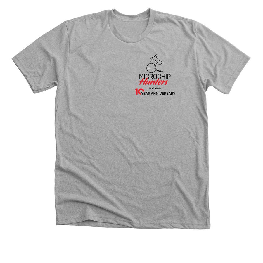 Microchip Hunters 10-year Anniversary T-Shirt, a Athletic Heather Premium Unisex Tee