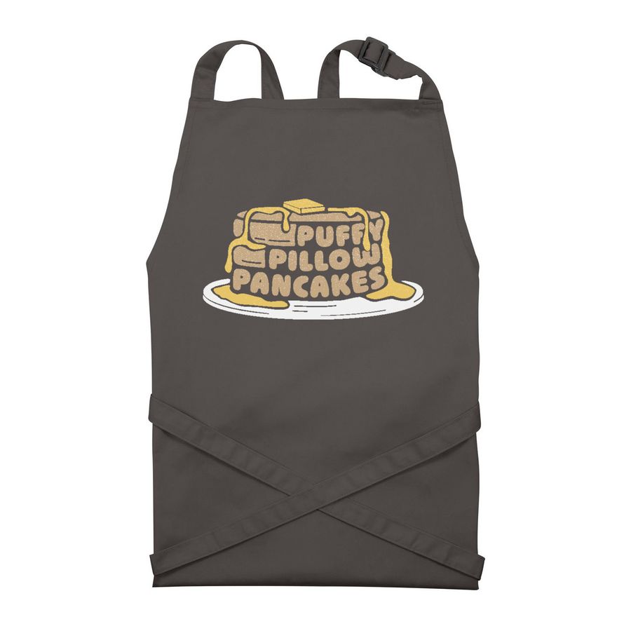 Puffy Pillow Pancakes Apron, a Dark Grey Recycled Bib Apron
