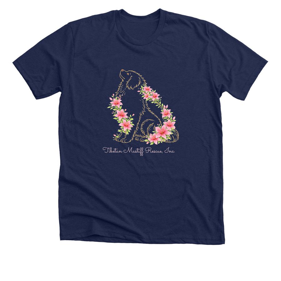 Tibetan Bloom, a Solid Navy Blend Premium Unisex Tee