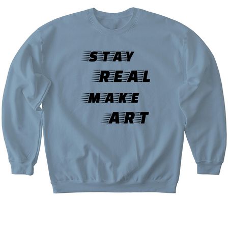 Stay Real Make Art apparel, a Stone Blue Softstyle Crewneck Sweatshirt