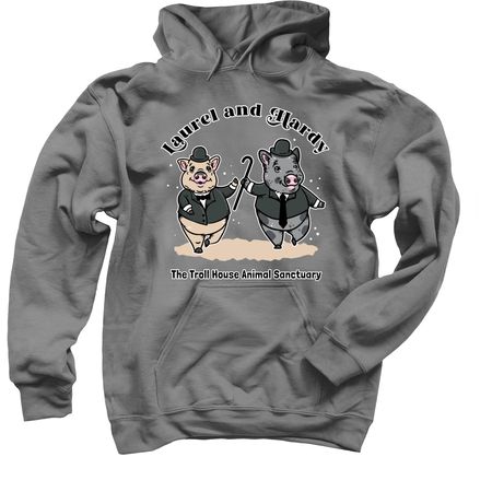Laurel and Hardy, a Charcoal Pullover Hoodie