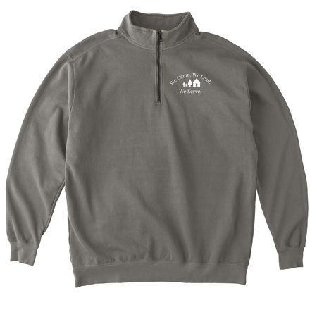 Send Girls to Camp 2026 Lapel Design, a Grey Comfort Colors Quarter Zip Pullover