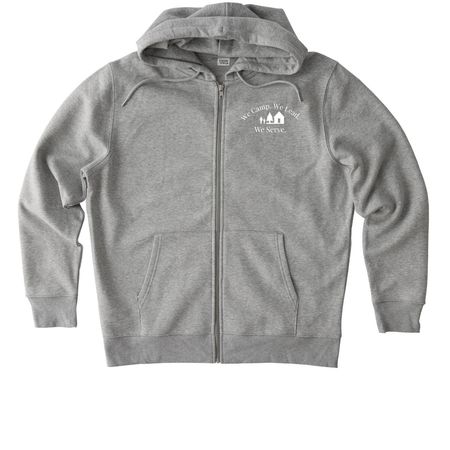 Send Girls to Camp 2026 Lapel Design, a Heather Grey Stanley/Stella Unisex Cultivator 2.0 Zip Up Pullover Hoodie