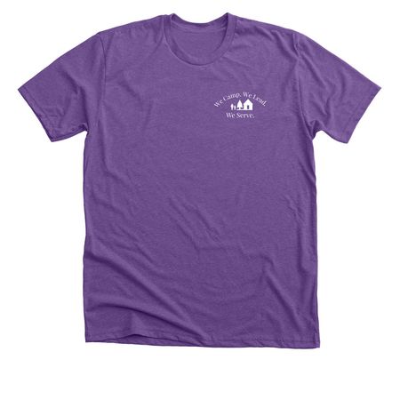 Send Girls to Camp 2026 Lapel Design, a Heather Team Purple Premium Unisex Tee